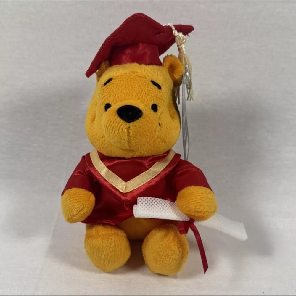 Winnie the Pooh 6" Plush Red Graduation Cap and Gown Diploma w/ Tags Disney NEW